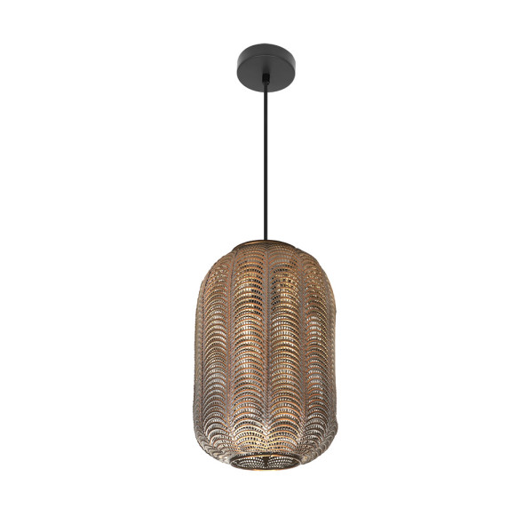 FABRILAMP Lámpara de techo colgante Trikala Negro/cuero Envejecido 26d