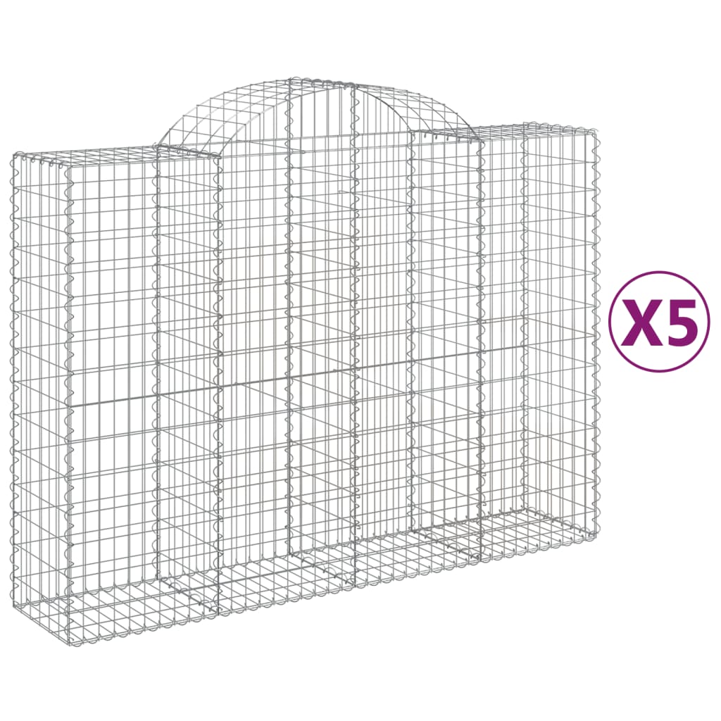Cestas de Gaviones Forma de Arco 5 Uds Hierro 240x50x220/240 Cm Vidaxl