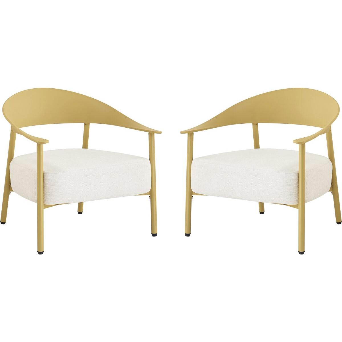 Habitat y Jardin - Lote de 2 sillones de jardín "Céora" de plástico y metal - Amarillo