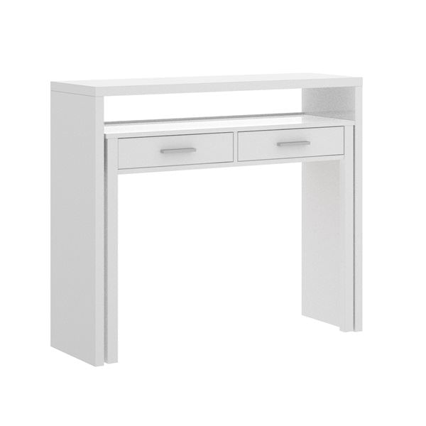 Consola Seven diseño extensible blanco brillo 99x88x36 cm