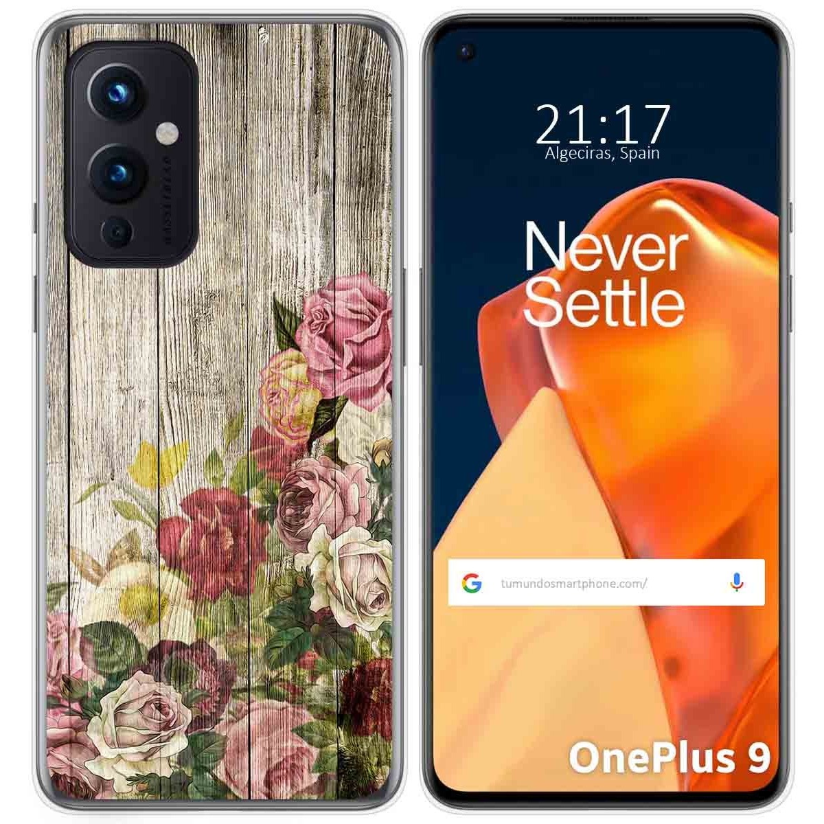 Tumundosmartphone Funda Gel Tpu para OnePlus 9 5G diseño Madera 08 Dibujos
