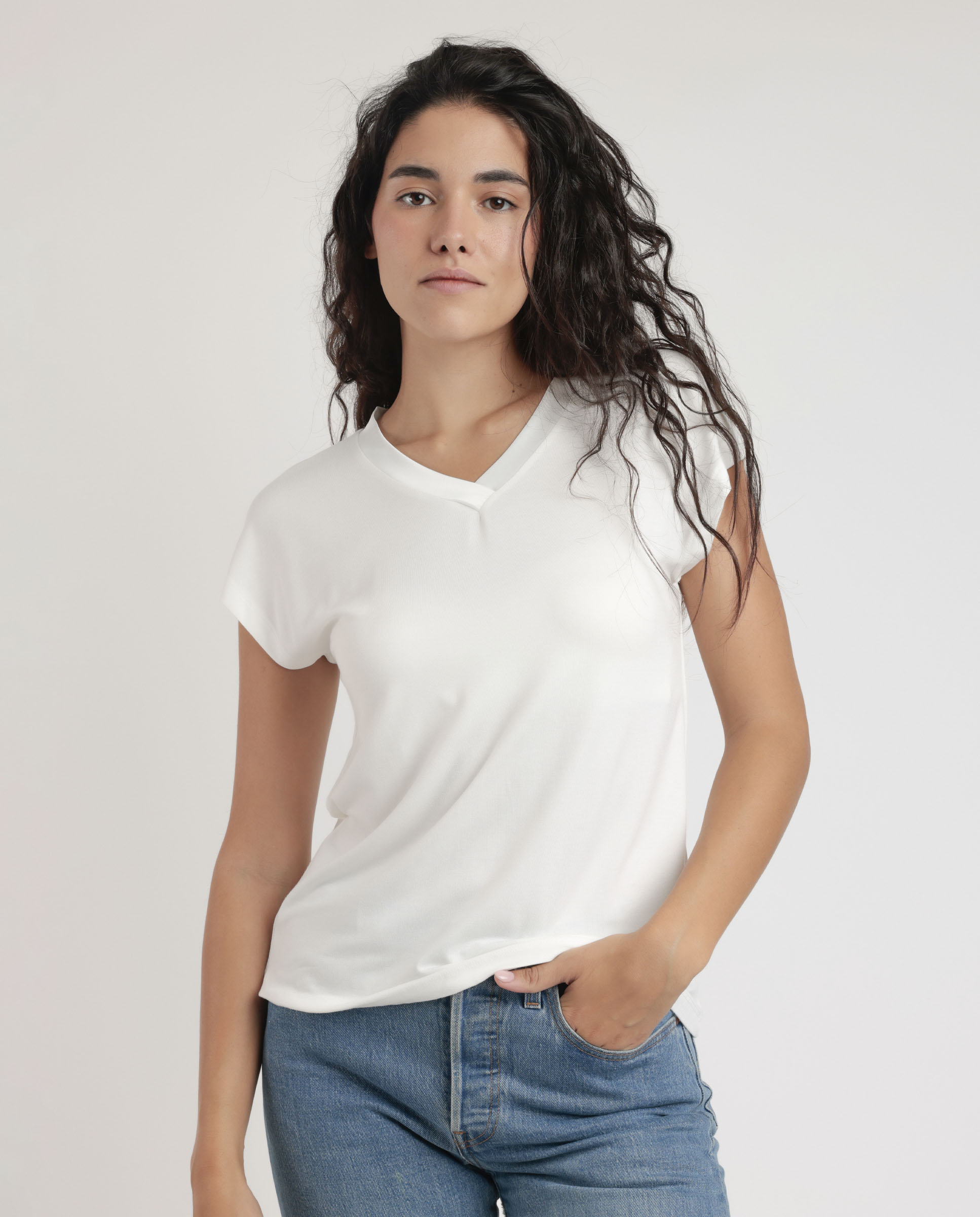 ADMAS Camiseta Manga Corta Pico Raso para Mujer
