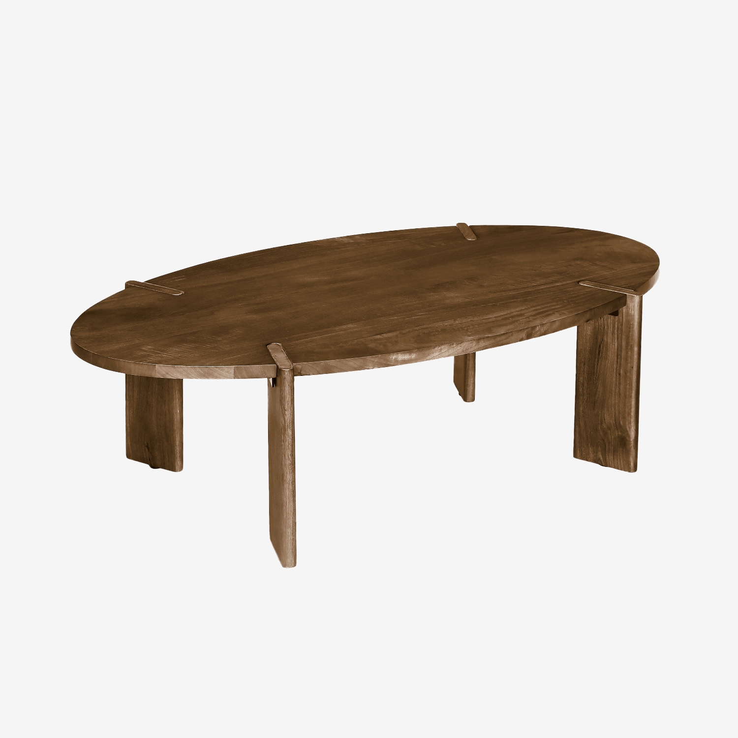 sweeek - Mesa de centro ovalada de madera maciza de mango , Reva , 120x65x36