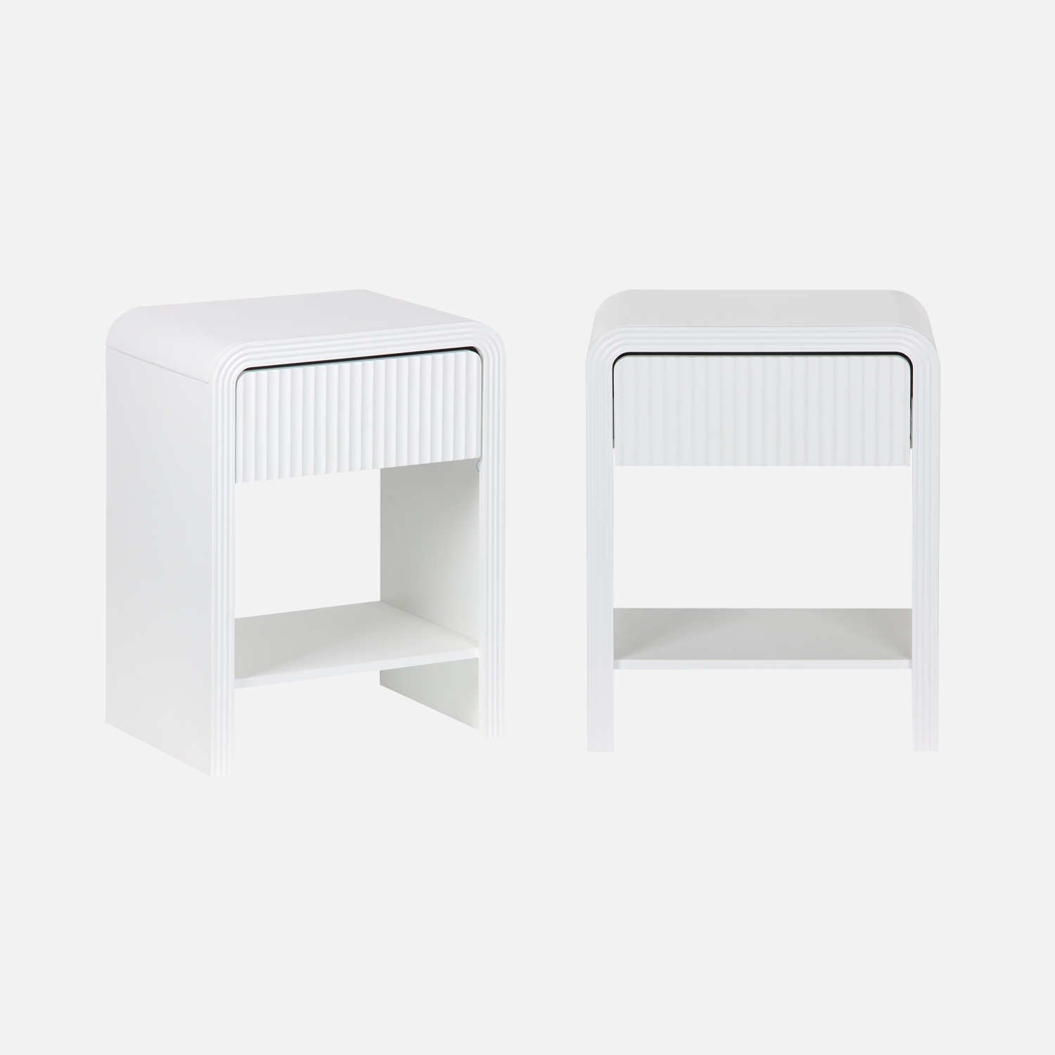 sweeek - Mesita de noche efecto madera acanalada, set de 2 , Julia , 40x30x53