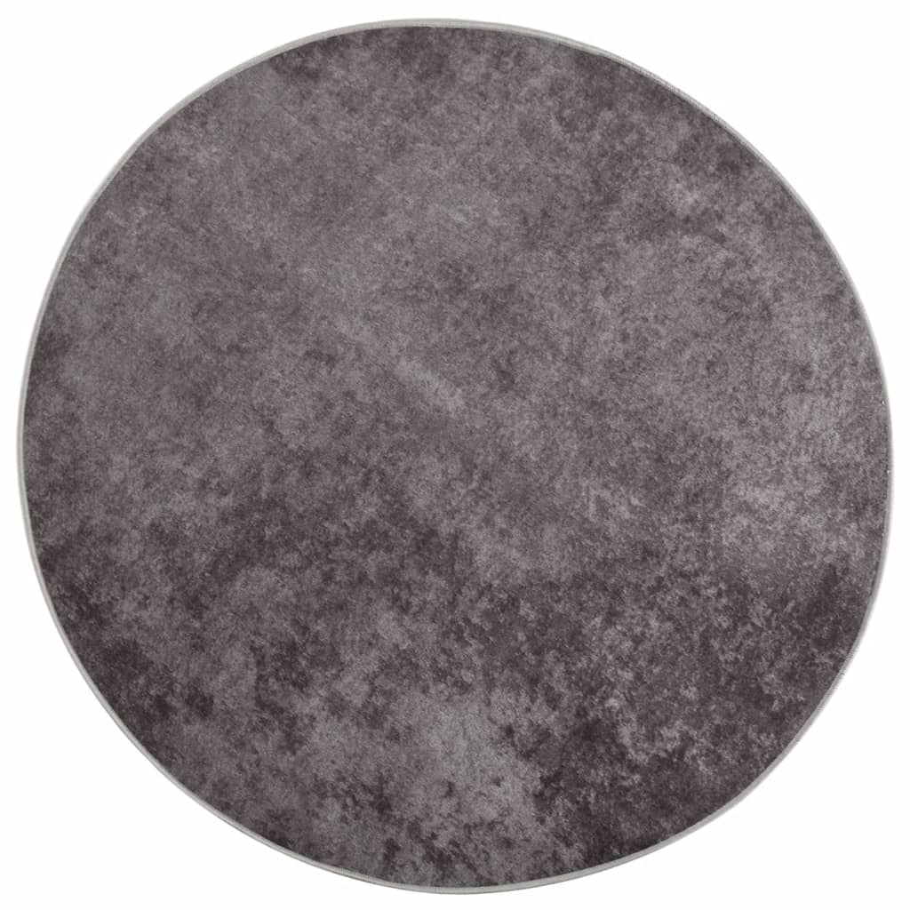 Vidaxl Alfombra Lavable Antideslizante Multicolor Ø 200 Cm - Negro, Antracita, Gris - Alfombra de Piso Sala de Estar Dormitorio