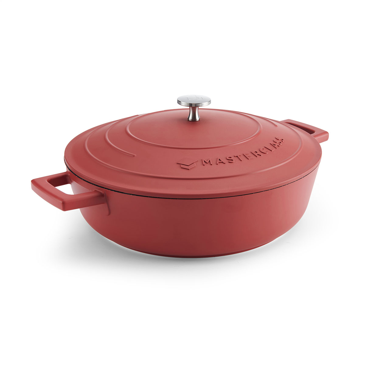 Masterclass red shallow cast aluminum casserole dish, 4l
