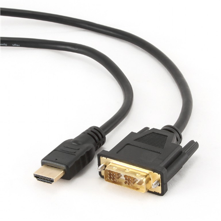Gembird | CC-HDMI-DVI-0.5M | Macho | HDMI Tipo A de 19 pines | Macho | DVI digital de 18+1 pines (enlace único) | 0.5 m | Negro