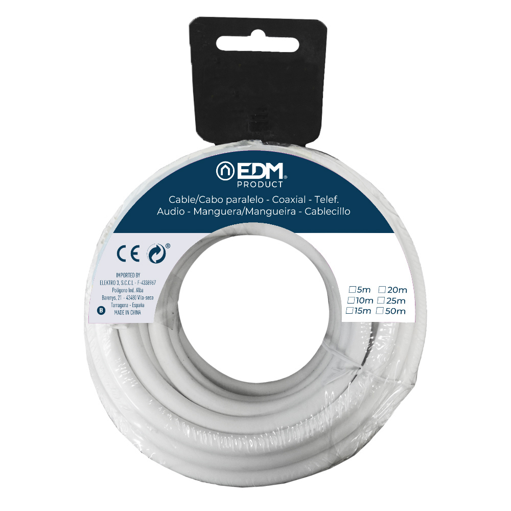 Carrete manguera tubular h05vv-f 3 g 2,50 mm² blanca, 20 m