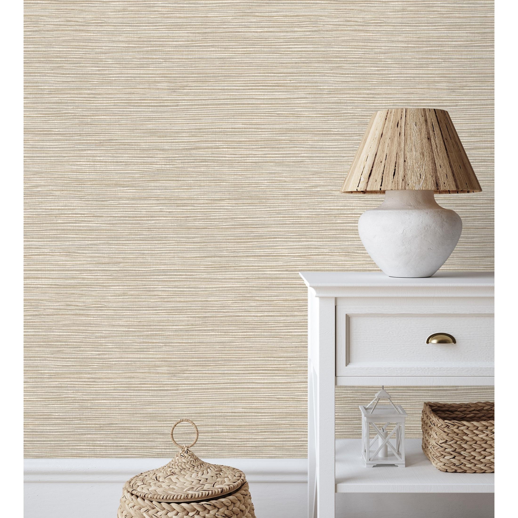 Papel pintado vinílico ecológico con textura de fibras de cáñamo fondo beige claro - Sisay Texture 681837 de GAULAN - Rollo de 10 m x 0,52 m