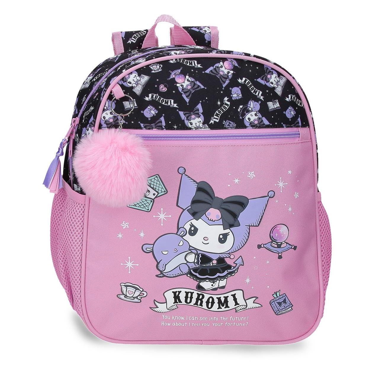 Mochila escolar adaptable a carro Kuromi Fortune Telling 27x33x11cm Rosa