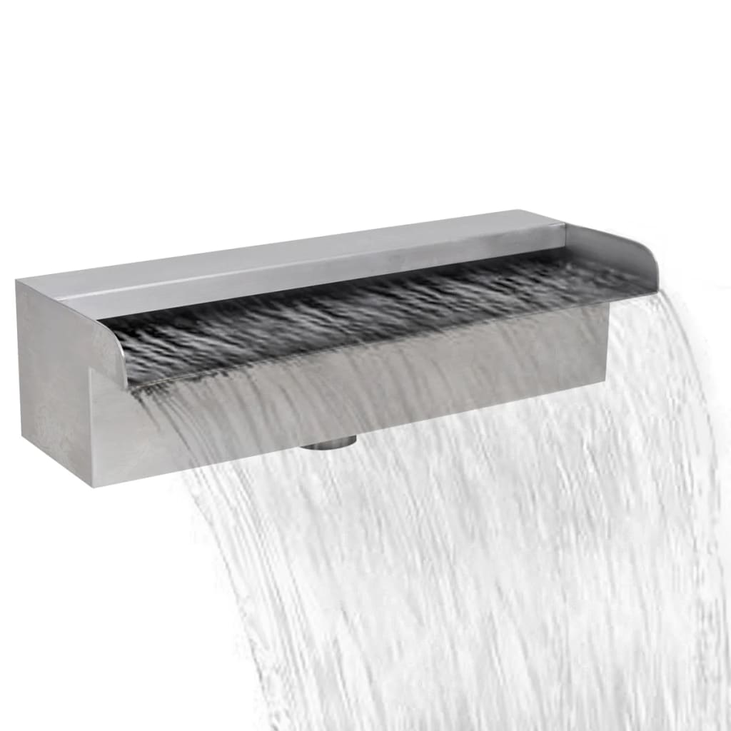 vidaXL Fuente Cascada Rectangular Piscina Acero Inoxidable Adorno Agua Dimensiones 30 cm,  45 cm,  60 cm y mas