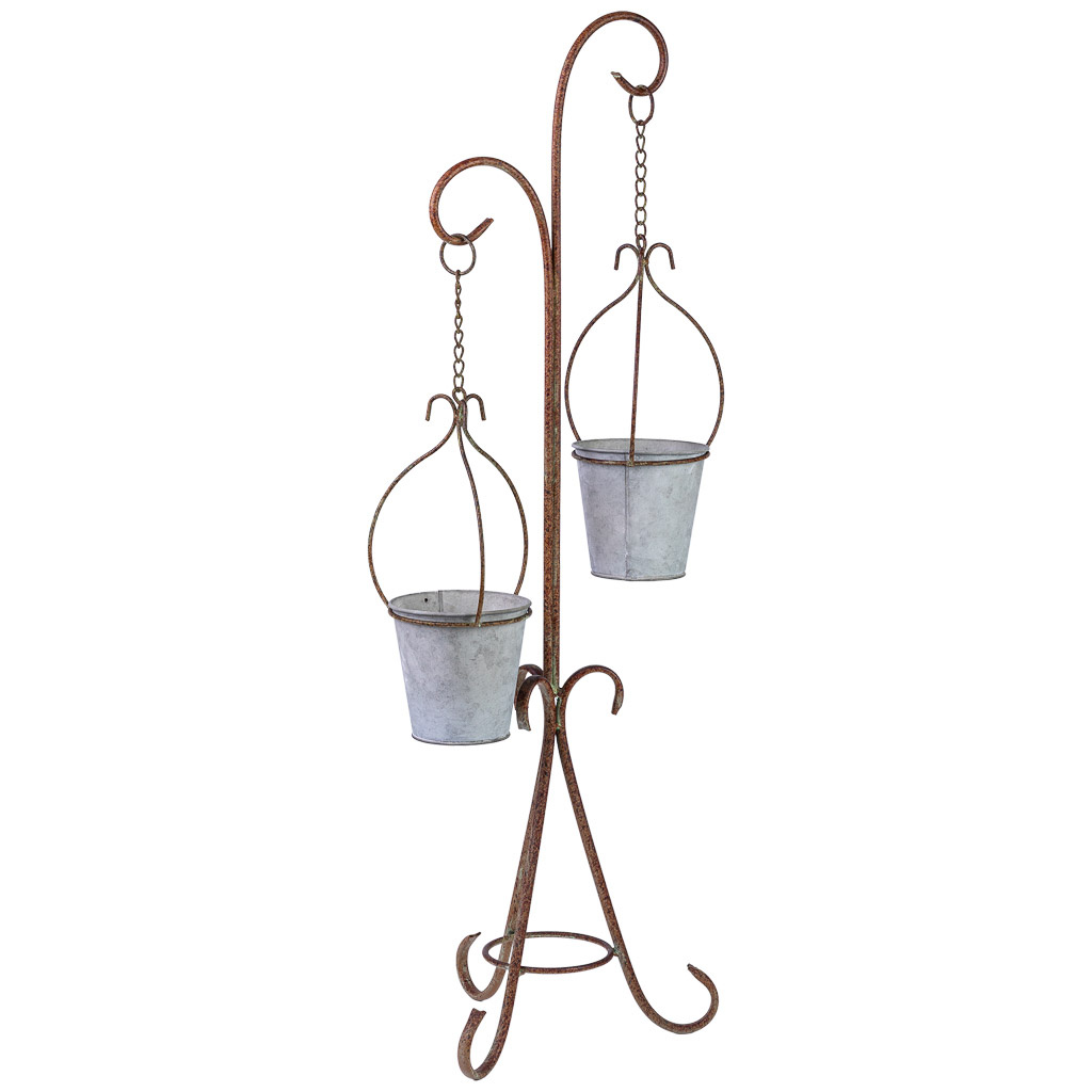 Wonderlust Deco - Soporte macetero de metal para 2 macetas cobre 27.94x24.13x92.71h cm Cobre 27.94x24.13x92.71h cm
