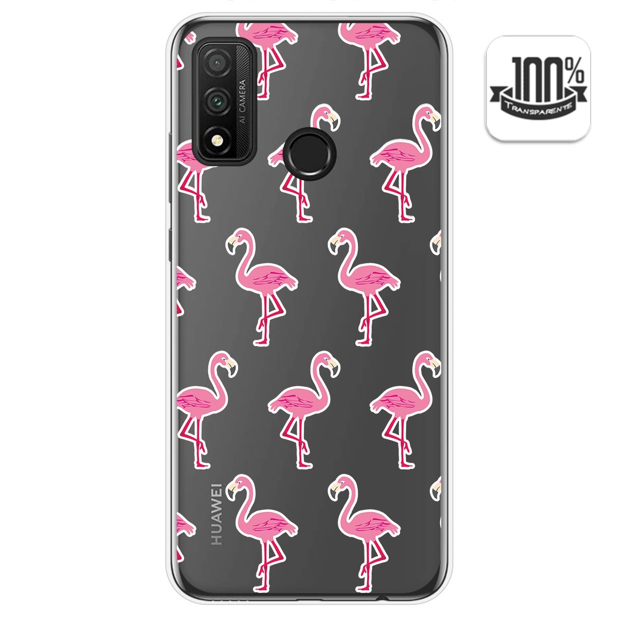 Tumundosmartphone Funda Gel Transparente para Huawei P Smart 2020 diseño Flamenco Dibujos