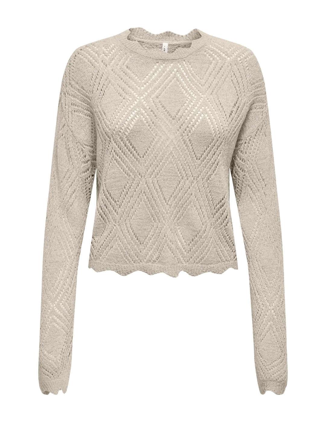 Jersey Only Pamela estructura corte regular beige de mujer