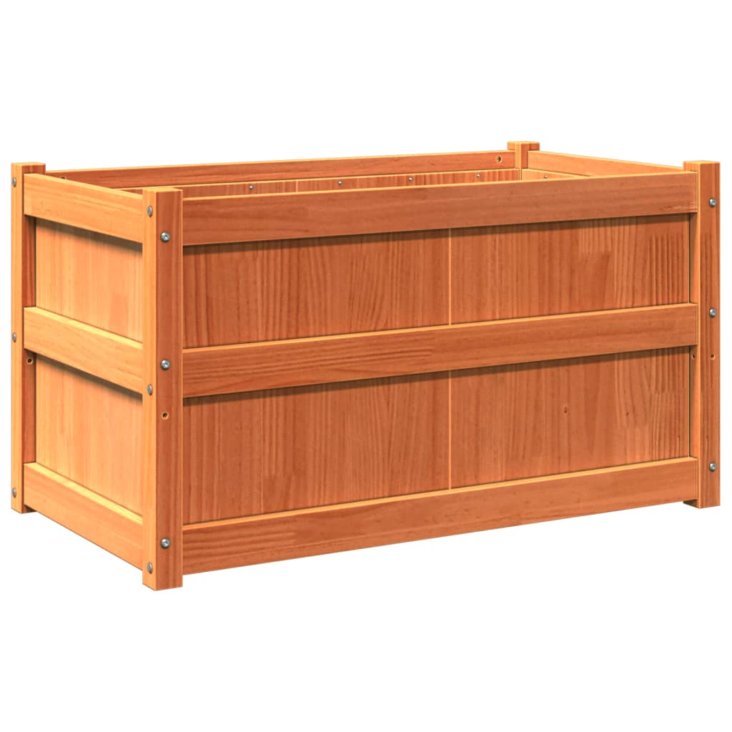 vidaXL Jardinera de madera maciza de pino 90x50x50 cm Color Pino natural,  Blanco,  Marrón y mas