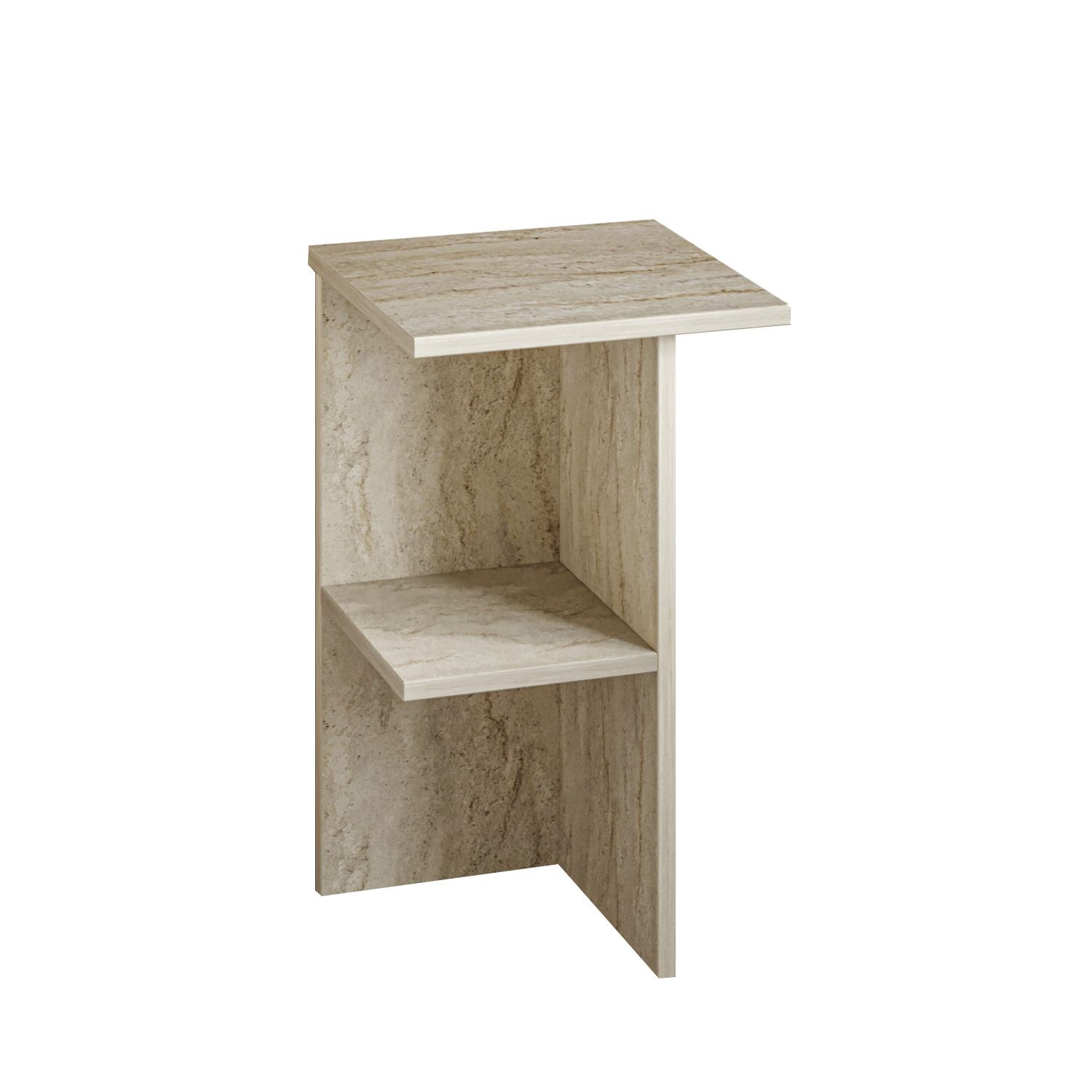 Habitat y Jardin - Mesilla de noche de madera "Leray" - 36 x 36 x 60 cm - Travertino