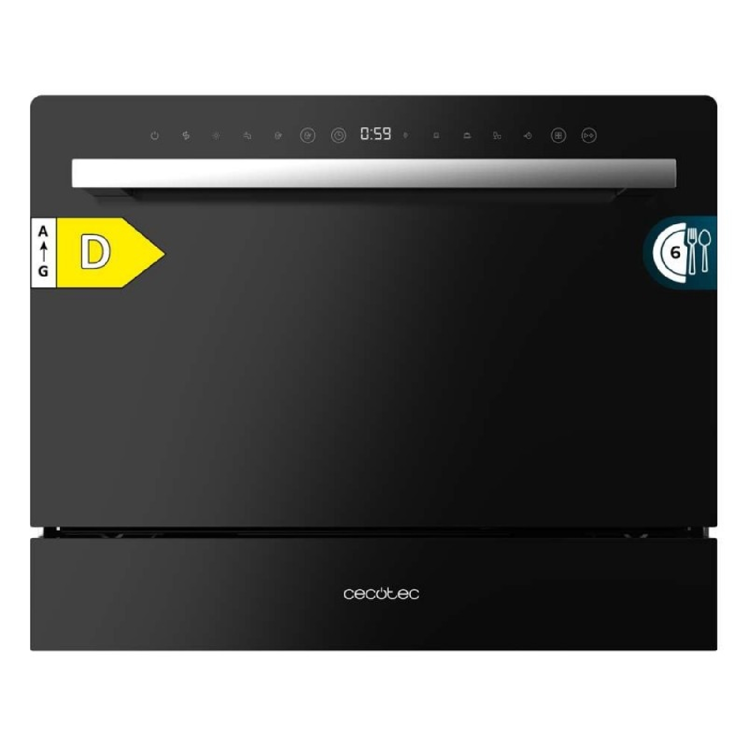 Cecotec Lavavajillas 6 cubiertos Bolero Aguazero 2400 Black Glass