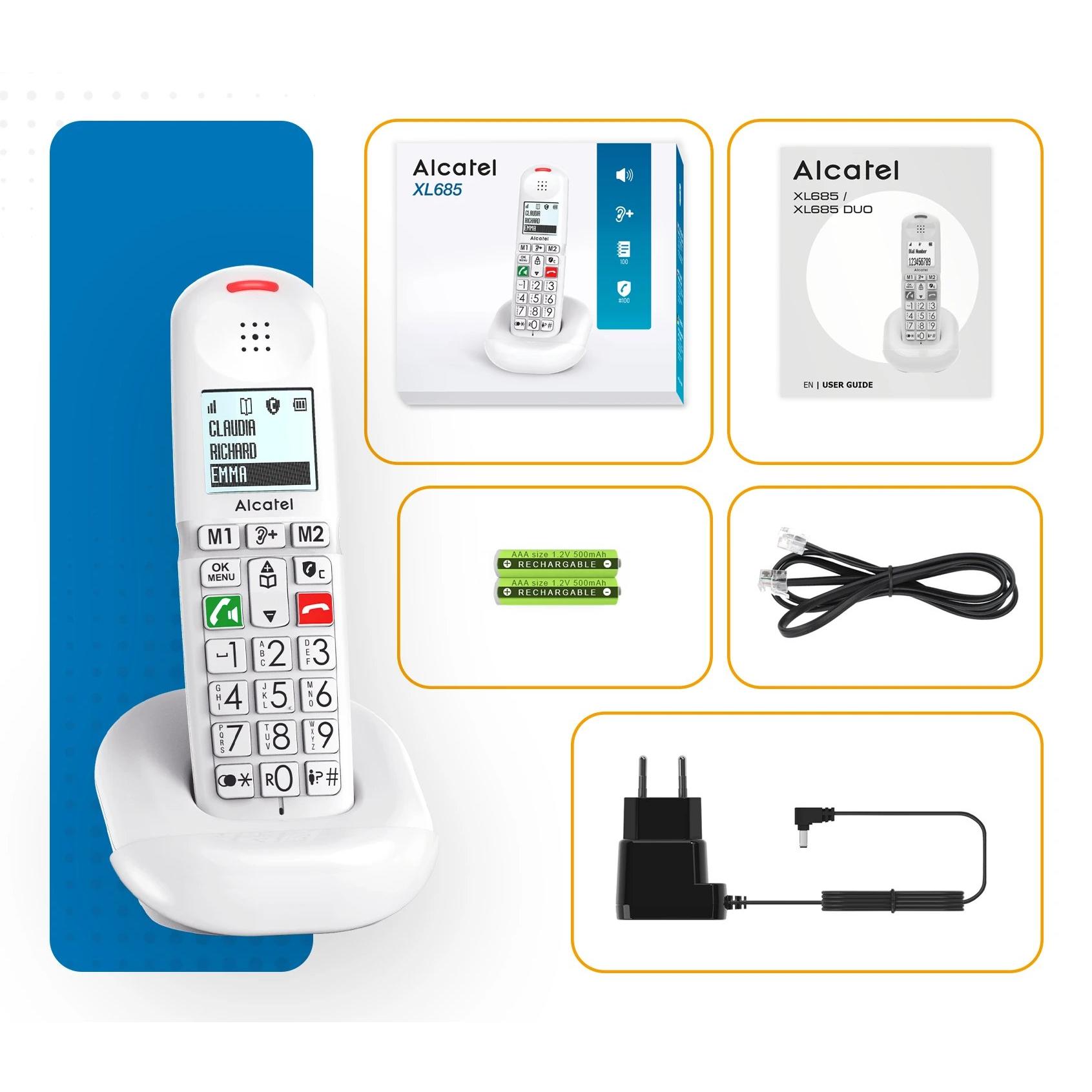 Teléfono Inalámbrico DECT Teclas Grandes Alcatel XL685DUO  | Negro