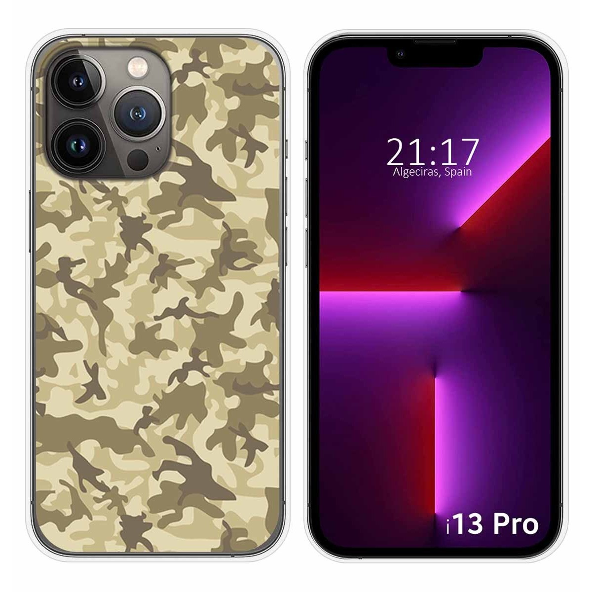 Funda Silicona compatible con iPhone 13 Pro (6.1) diseño Sand Camuflaje Dibujos