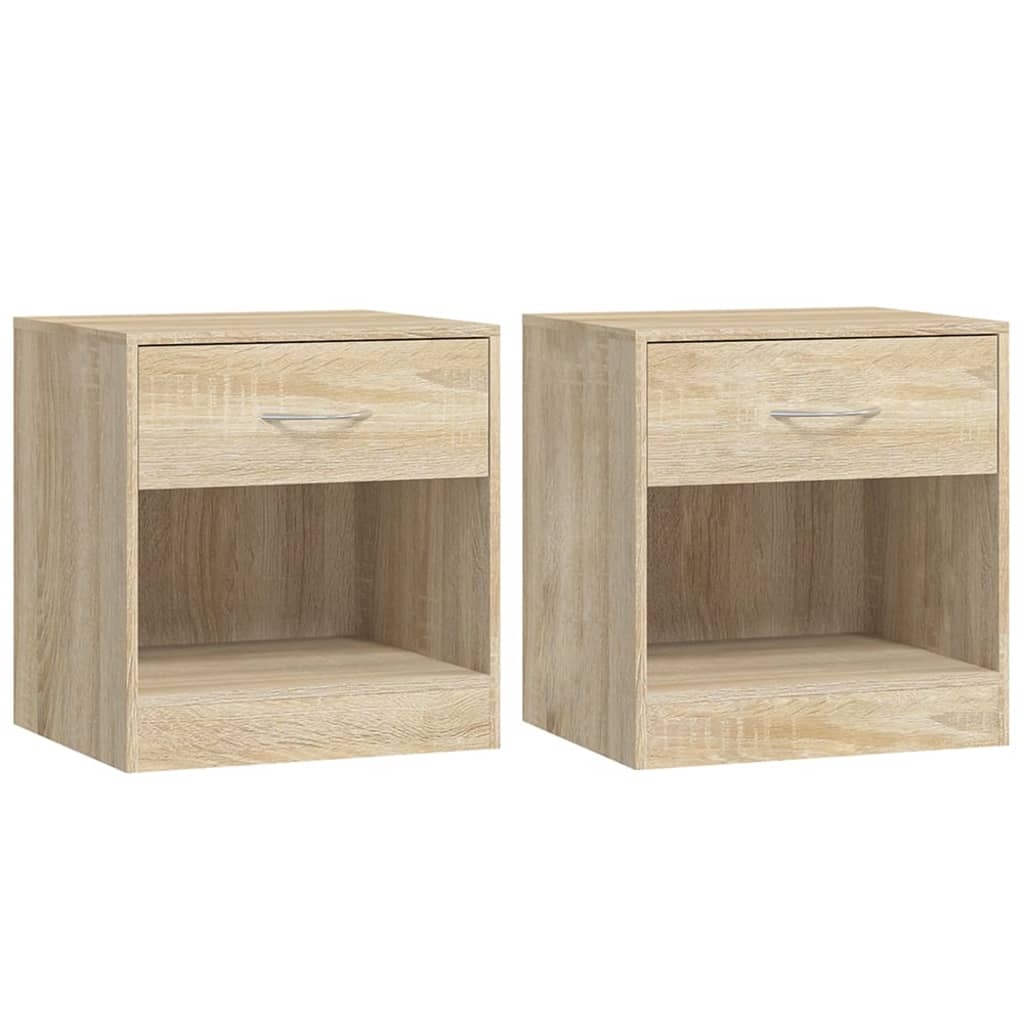 vidaXL Mesitas de noche 2 unidades con un cajón y estante color roble