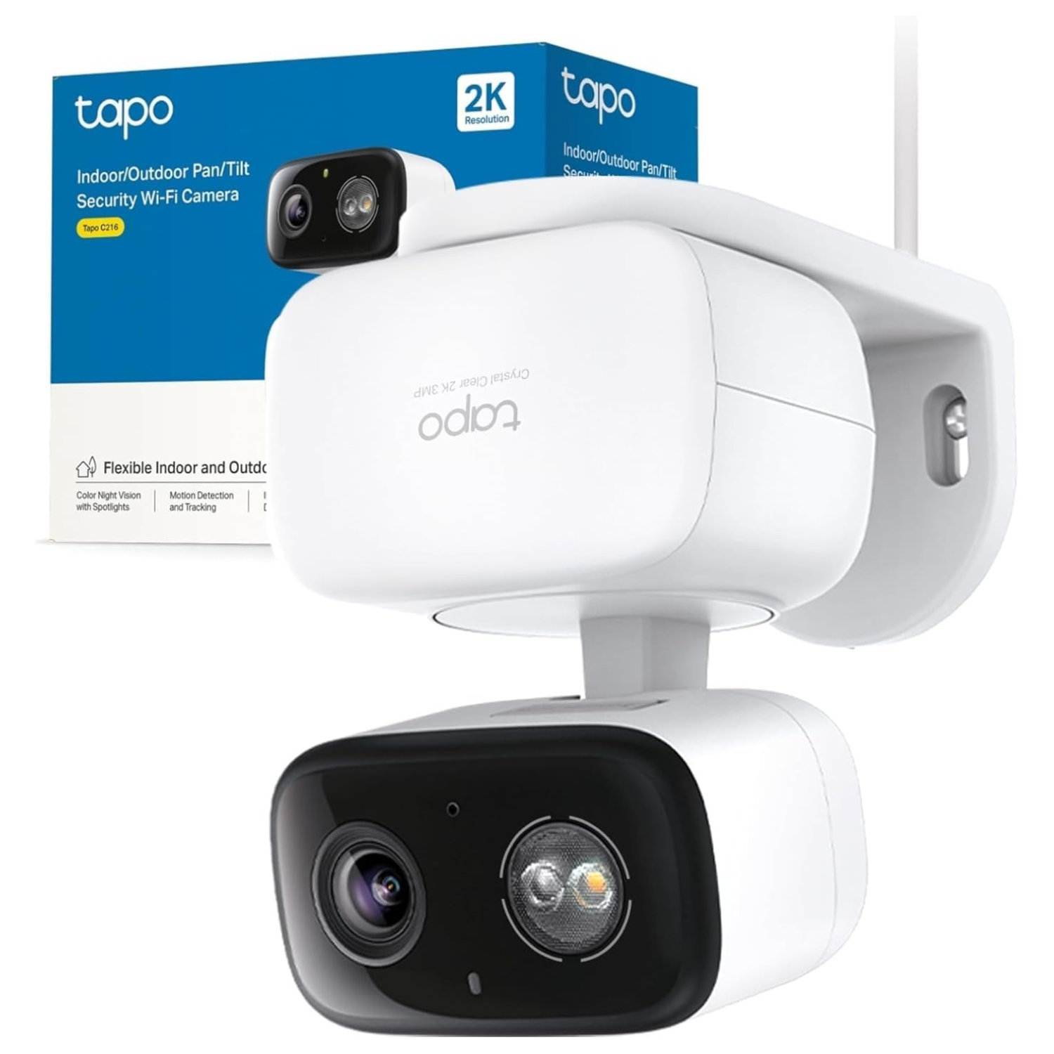 Tp-Link Tapo C216 - Mini Cámara de Vigilancia 2K 3MP 360°/152º | Grabación Interior/Exterior | Detección Llanto del Bebé, Personas, Mascotas con IA y Notificaciones | Tarjeta MicroSD de Hasta 512 GB | Control Remoto | Compatible con Alexa y Google Home
