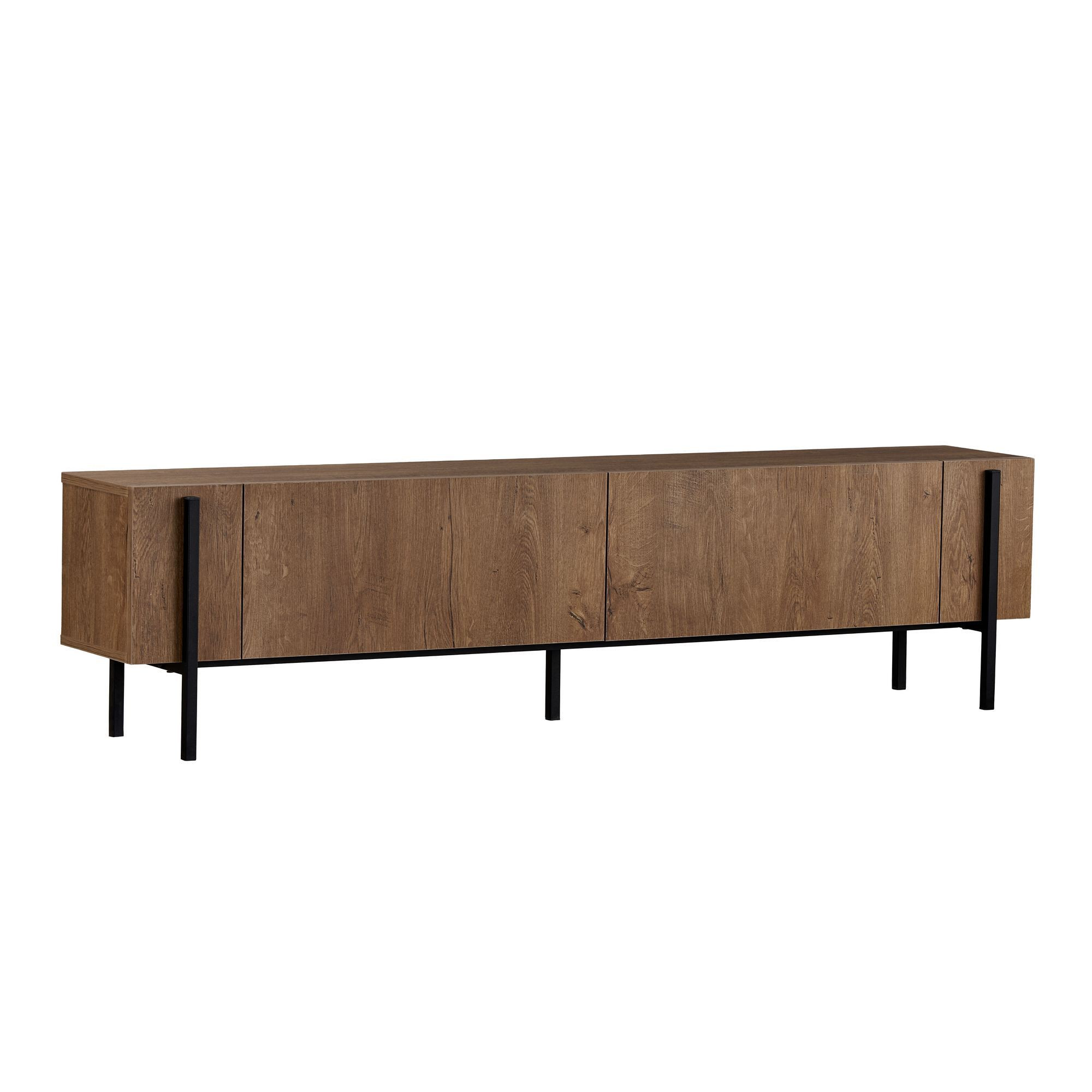 Habitat y Jardin - Soporte de TV de madera "Nexus" - 180 x 30 x 45 cm - Kafkas Roble / Negro