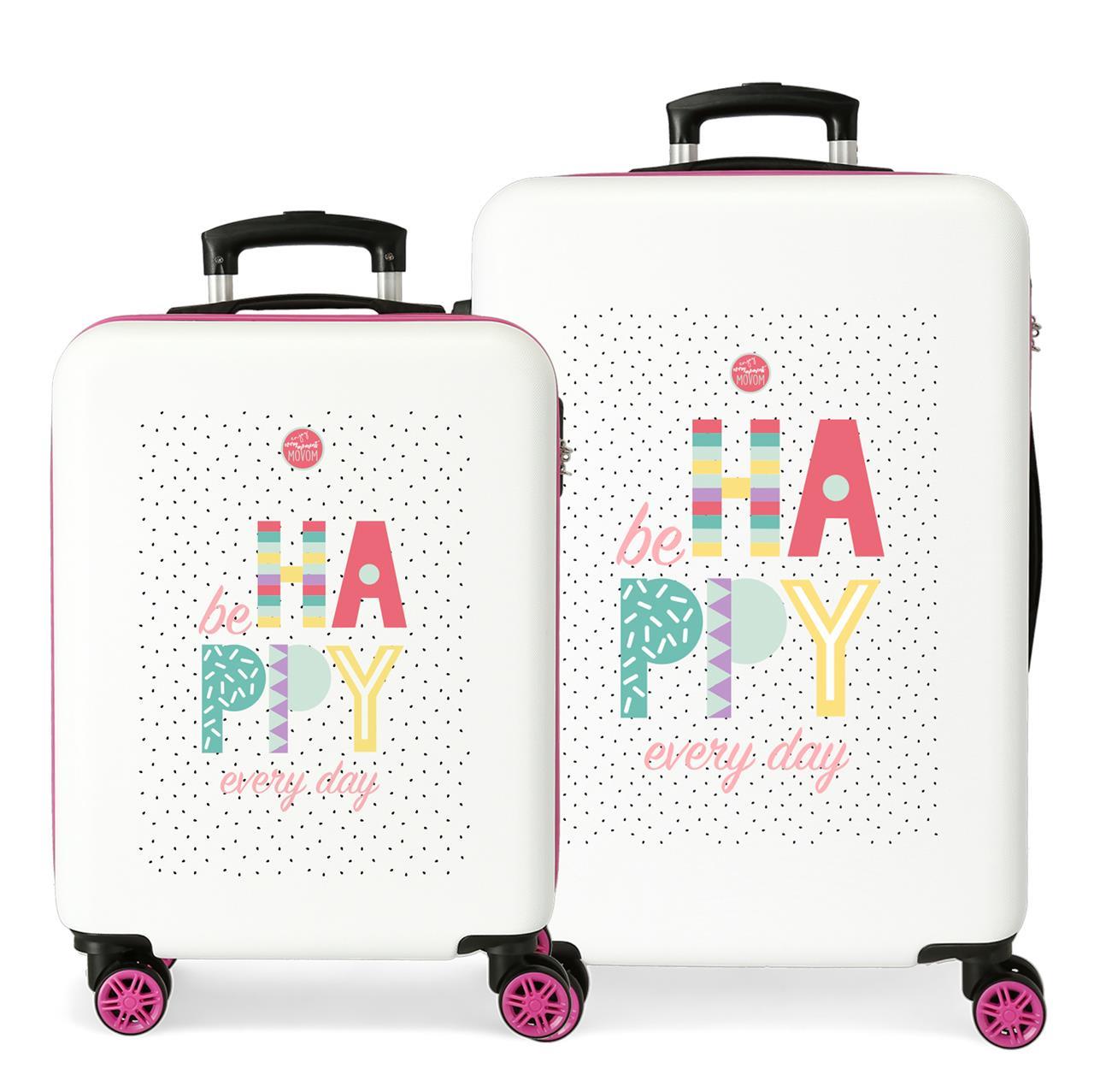 Juego de maletas Movom Be happy blanco 68x48x26cm