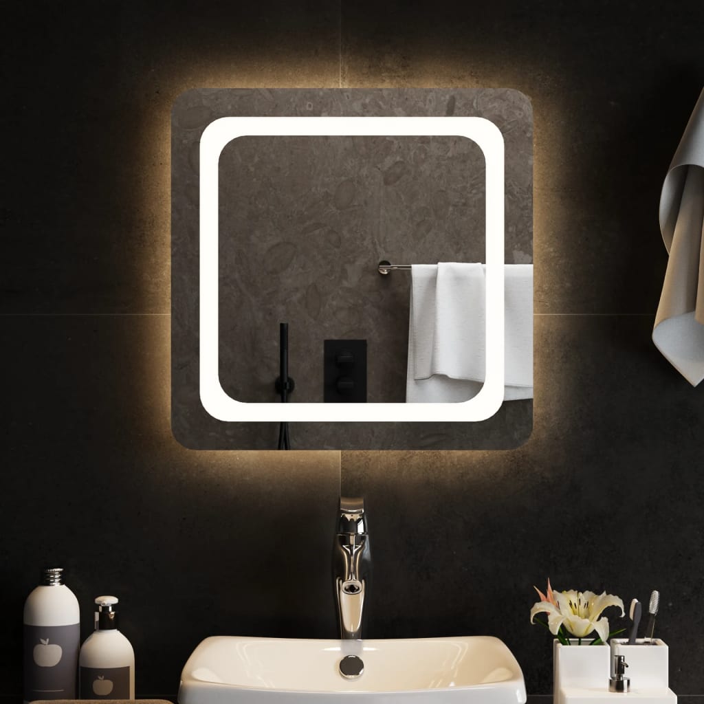 vidaXL Espejo de Baño con LED Tocador Ducha Aseo Cuarto Mueble Adorno Dimensiones 30 x 30 cm,  40 x 40 cm,  50 x 50 cm y mas
