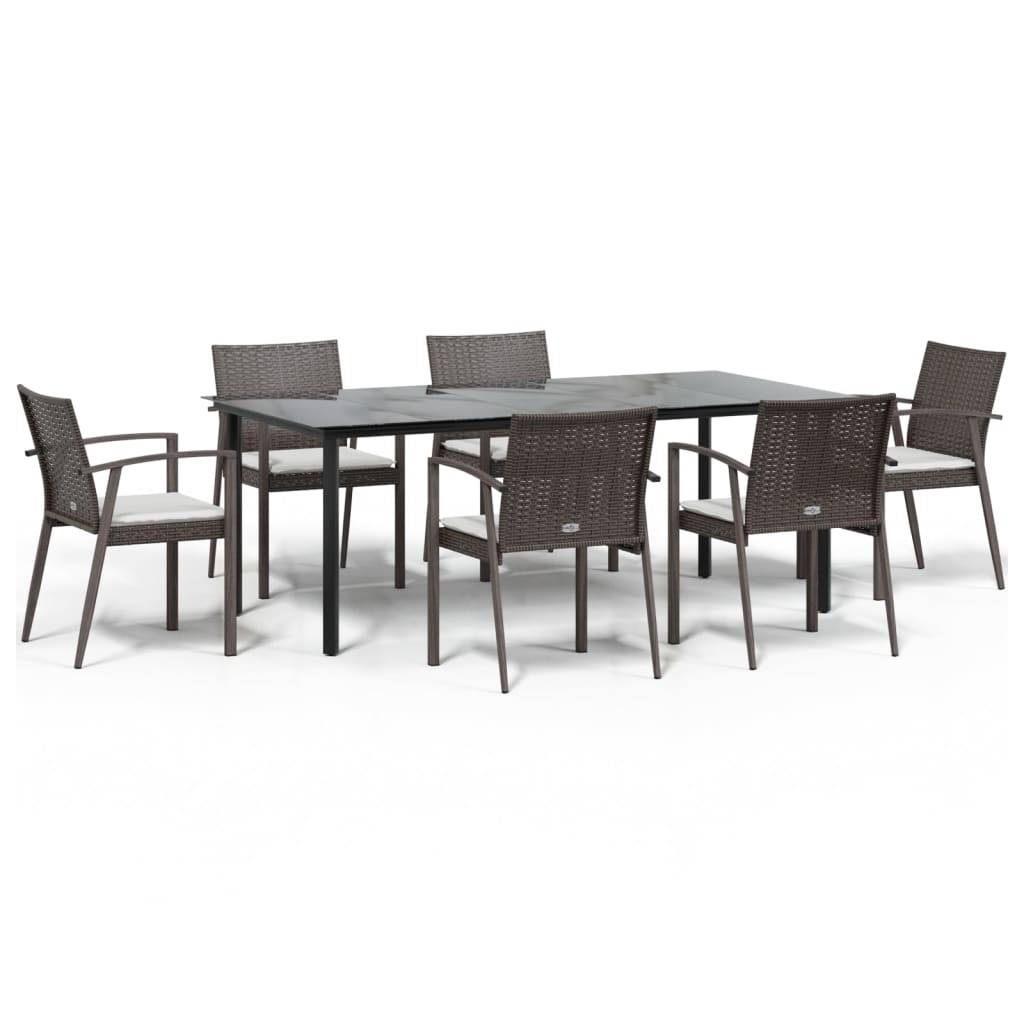 vidaXL Juego comedor jardín 7 piezas y cojines ratán sintético y acero