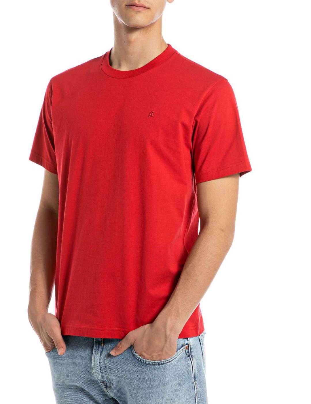Camiseta Replay manga corta logo bordado roja de hombre