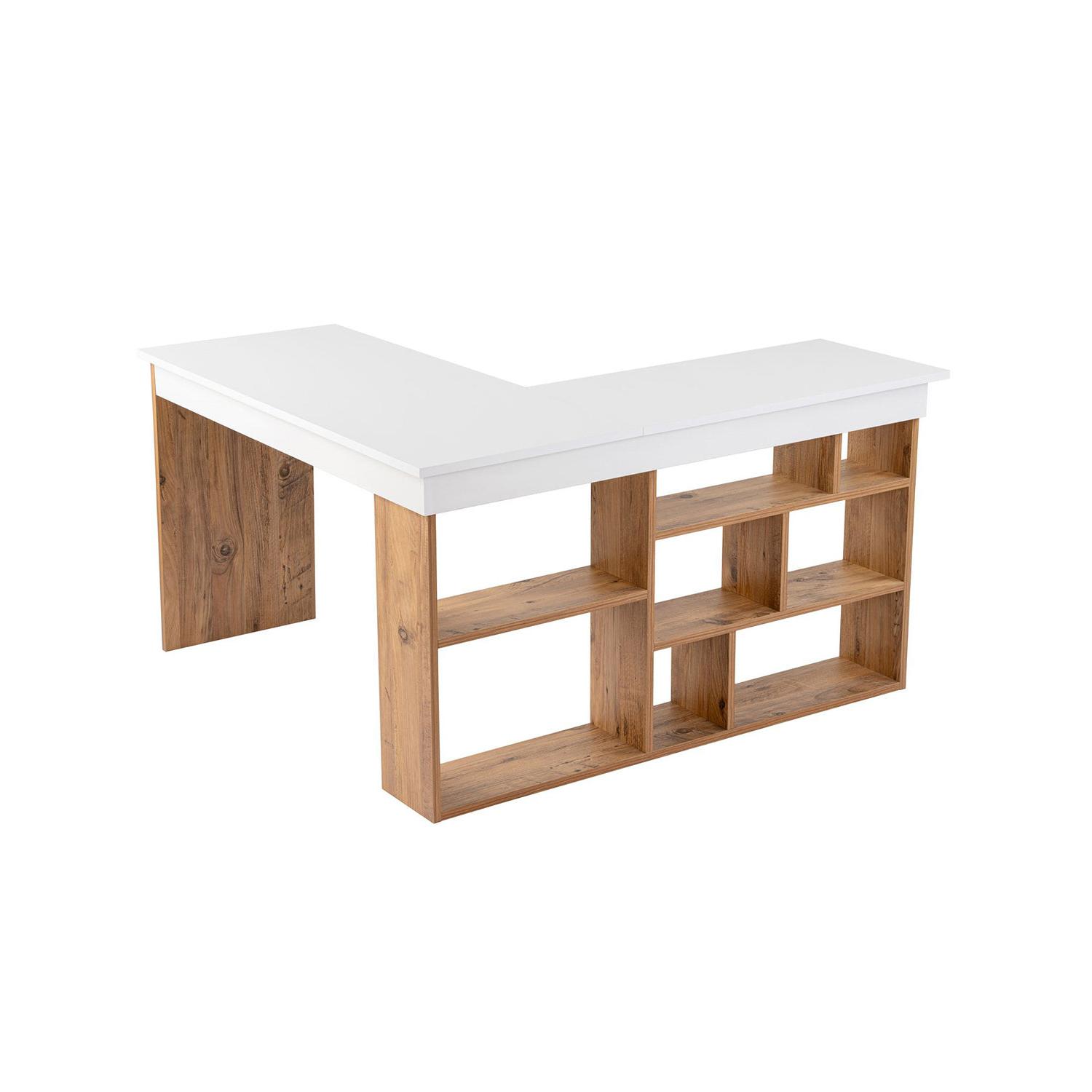 Escritorio debra y blanco y natural y madera para hogar moderno mueble de almacenaje  - Homekit