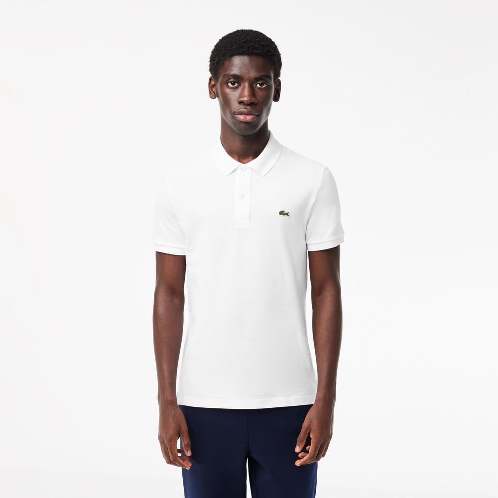 Polo Blanco Lacoste L.12.12 Slim Fit en Petit Piqué