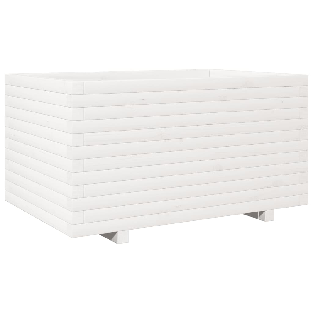 vidaXL Jardinera madera maciza de pino 90x60x49,5 cm Color Pino natural,  Blanco,  Marrón cera y mas