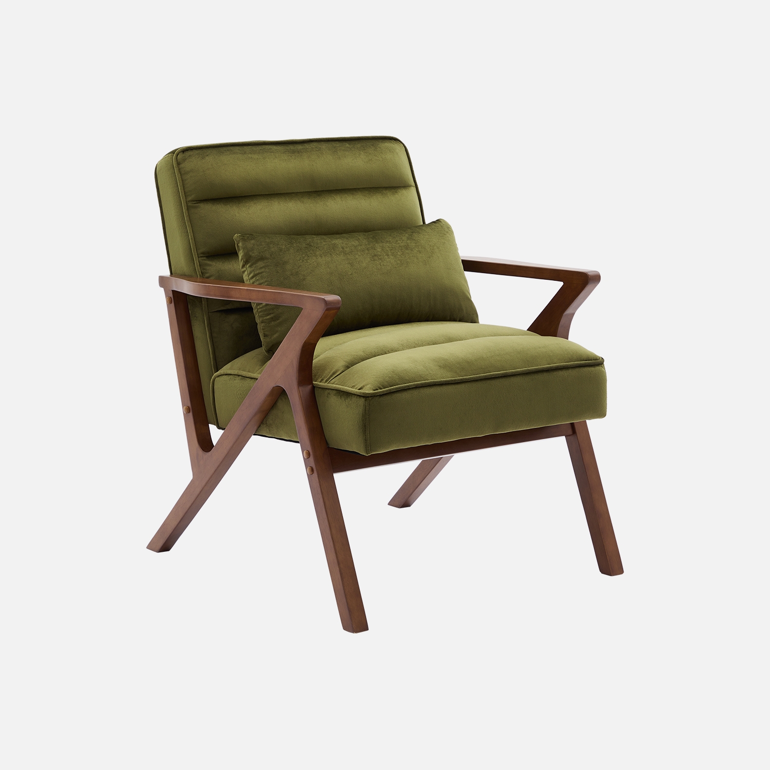 sweeek - Sillón escandinavo de madera de hevea y terciopelo , Antoine terciopelo , 70x75x81
