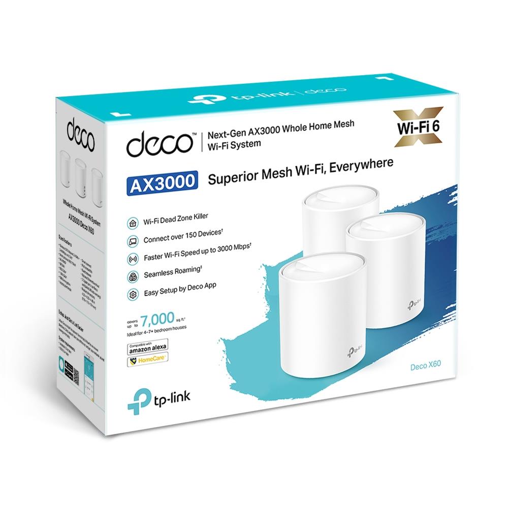 Tp-Link Tp-link Deco X60 (3 Pack) - Wifi Mesh AX3000 Mbps - Cobertura 650 M2 - 2xpuerto Gigabit - Fácil Instalación - Control Parental - WPA3 - Compatible con Routers de Fibra