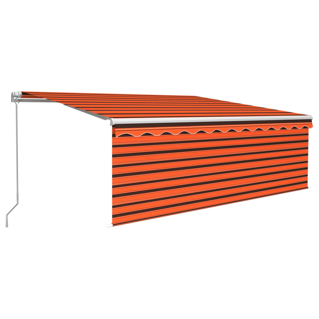 vidaXL Toldo retráctil manual con persiana naranja y marrón 4,5x3 m