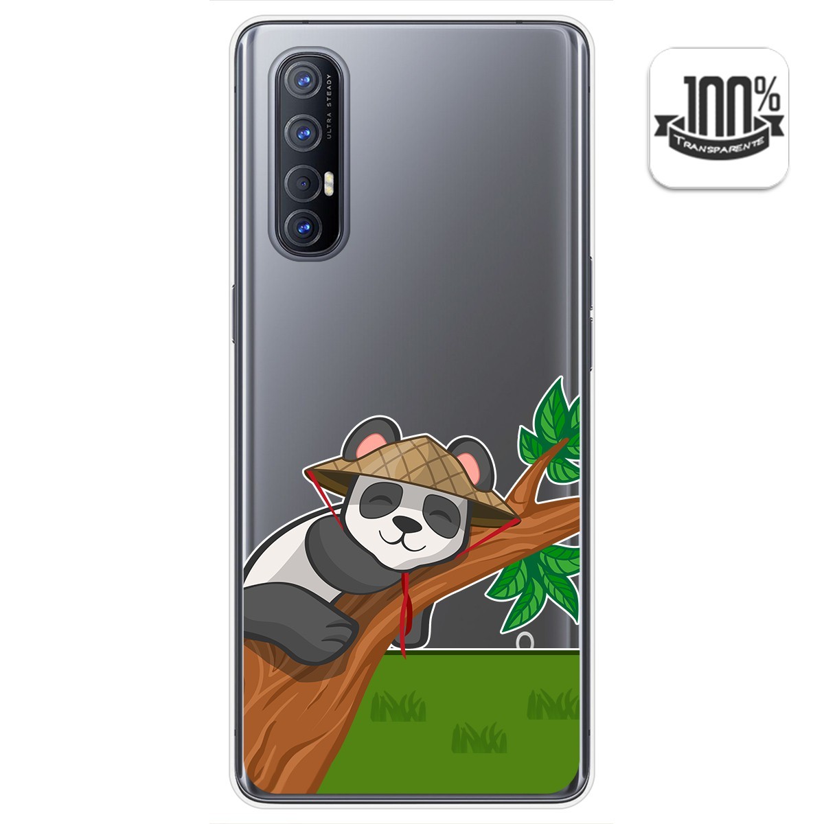 Tumundosmartphone Funda Gel Transparente para Oppo Find X2 Neo diseño Panda Dibujos