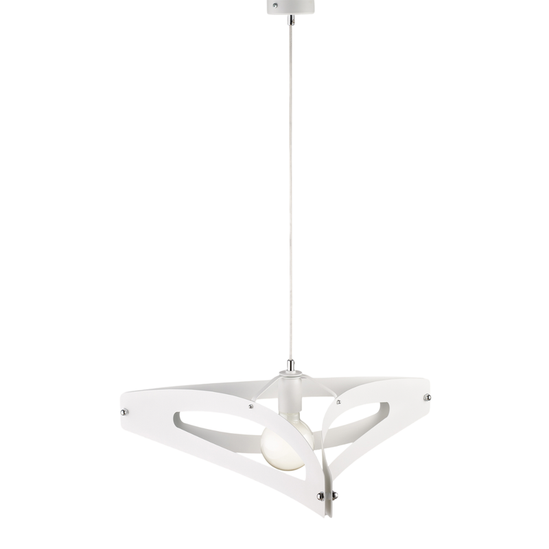 Lámpara colgante Onyx con difusor cortado a láser en hierro lacado blanco y acabados cromo brillo con cable eléctrico orientable 1 luz 120 Ø51 - Belight