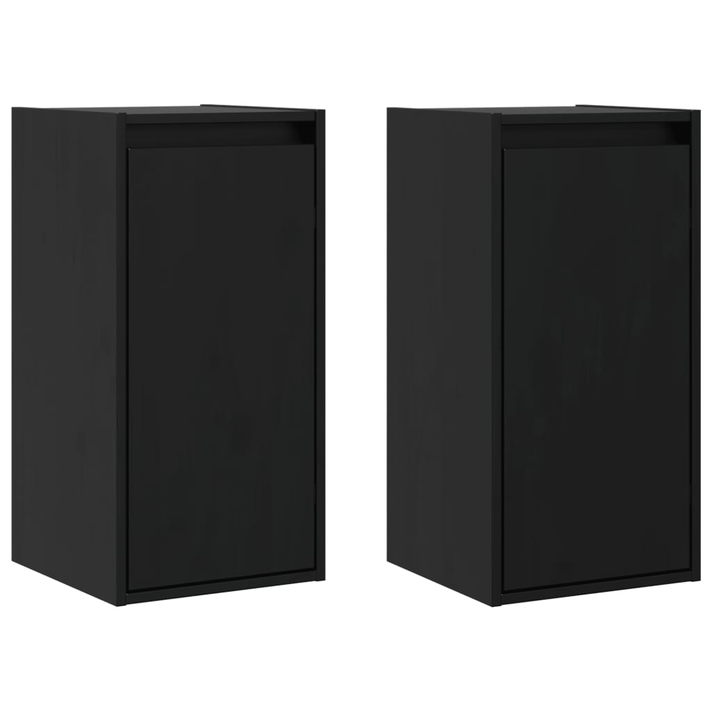 vidaXL Armarios de pared 2 uds madera maciza de pino negro 30x30x60 cm