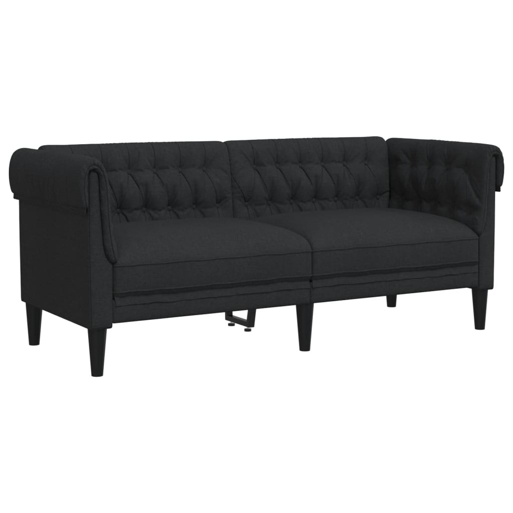 vidaXL Sofá Chesterfield de 2 plazas tela negro