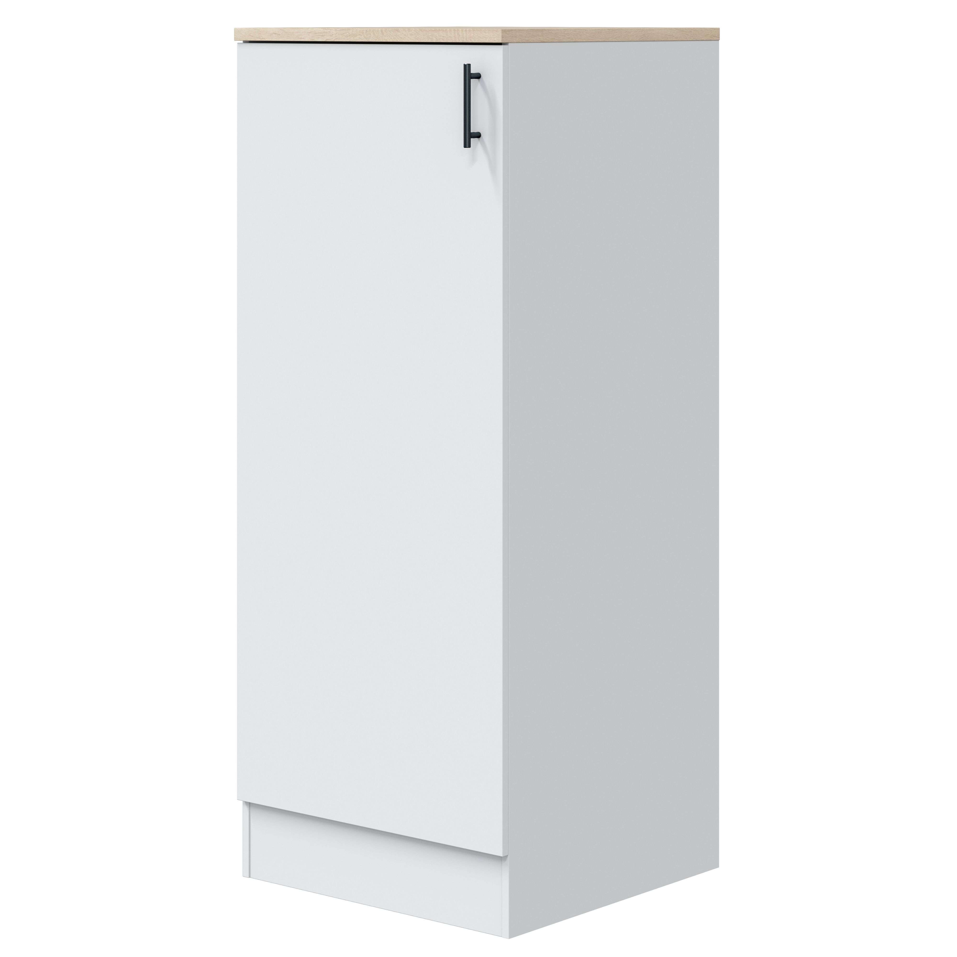 Miroytengo Módulo Inferior Columna de Cocina Kira con 1 Puerta Blanco Brillo y Roble Canadian 3 Estantes 60x148x60 cm Melamina