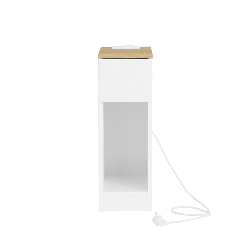 SoBuy Mesita de Noche con Carga USB-C, PB/Aglomerado, Blanca, 76.5x39.5x76.5cm