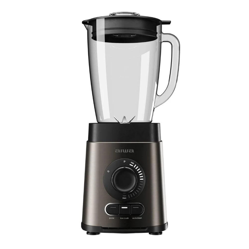 Aiwa - Batidora de vaso ATB-1800 de 1800 W con jarra de vidrio de 1,8 L, acabado senshirubá bronce y 6 cuchillas Satoku® para smoothies y hielo