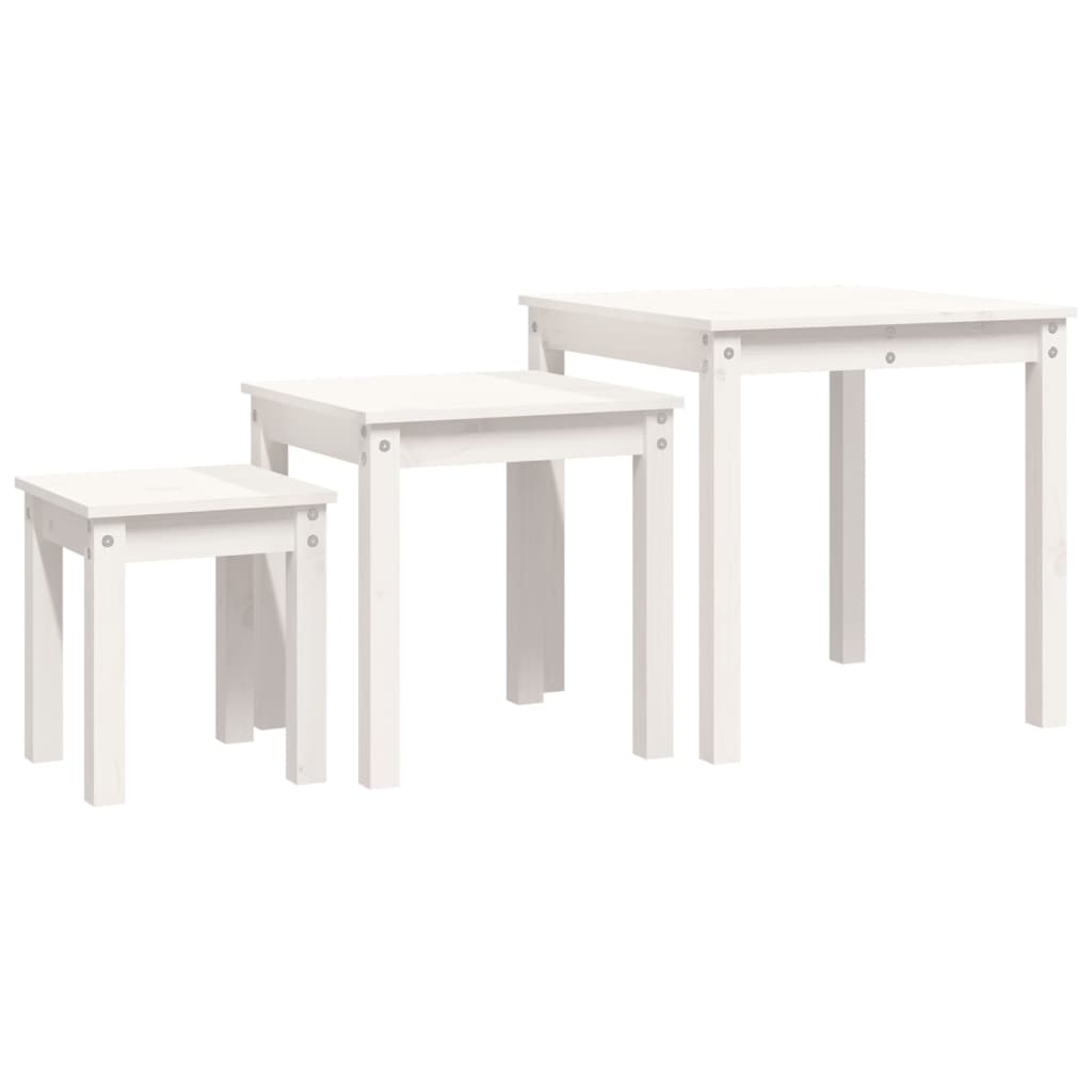 Vidaxl Mesas Apilables de Madera Maciza de Pino Natural