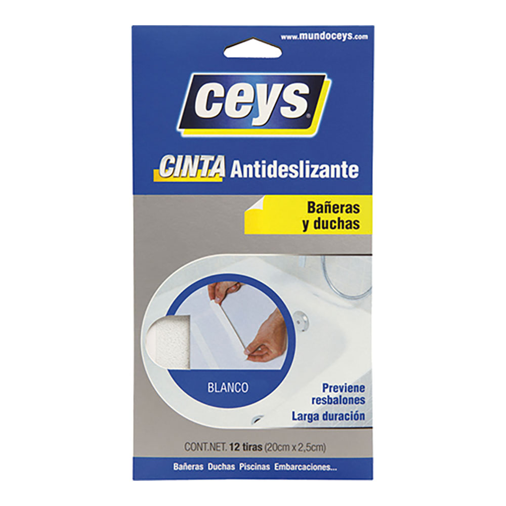 Tiras antidesliz bañeras blanco, 12 tiras ( 2,5 x 20 cm)