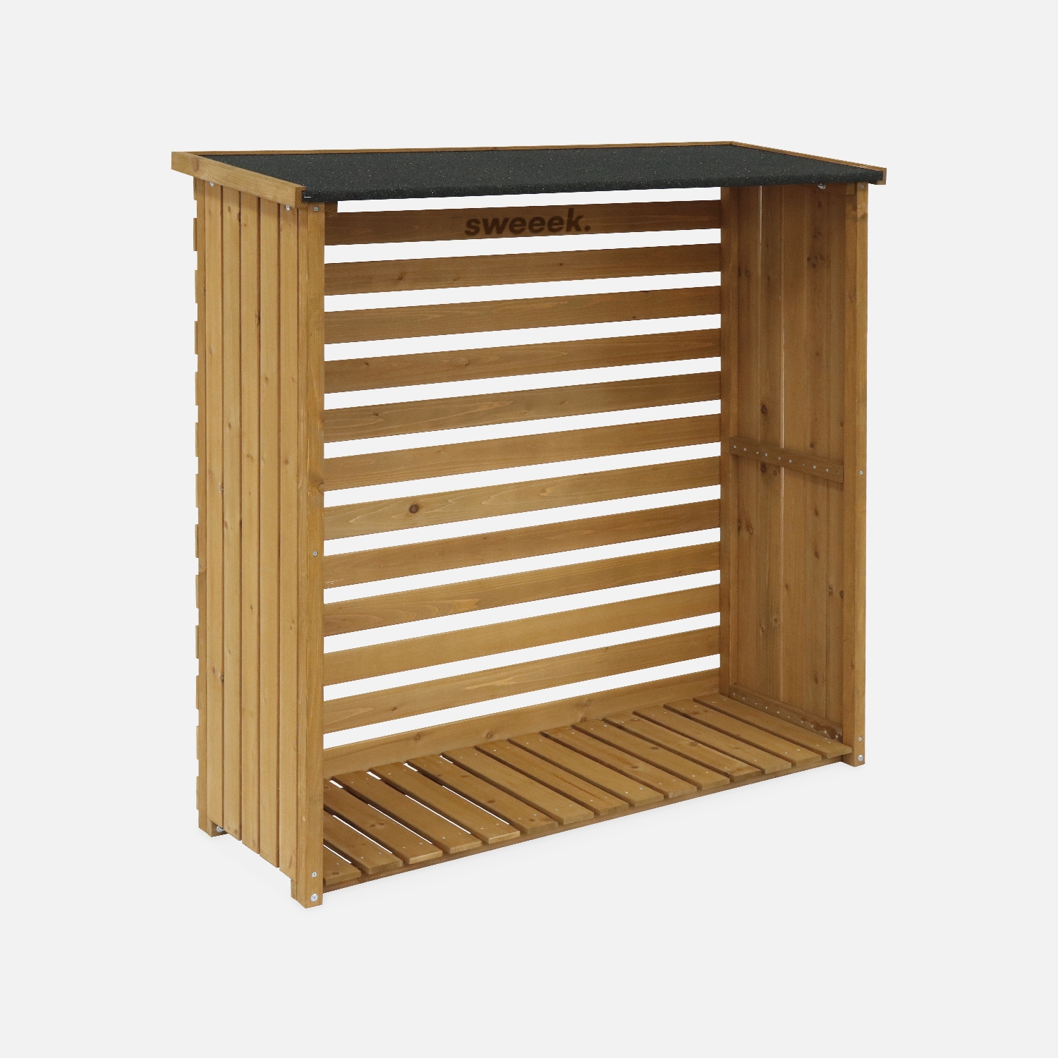 sweeek - Leñero exterior de madera, 120x45x120cm , Merisier , 120x45x120