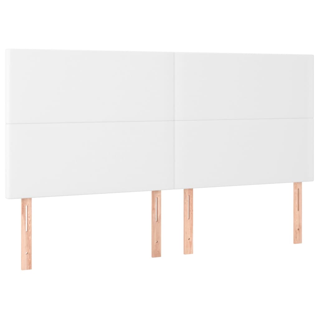 vidaXL Cabecero con luces LED cuero sintético blanco 180x5x118/128 cm