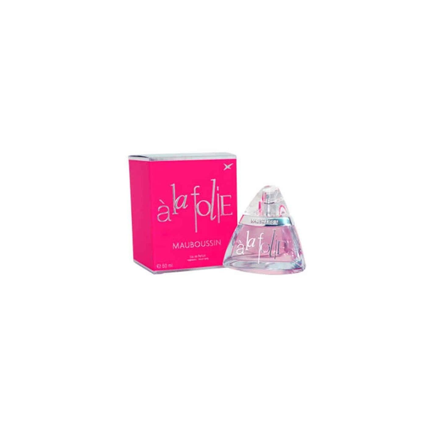 Mauboussin à la Folie Perfume para Mujer - Frasco en Forma de Diamante con Notas de Champagne, Rosa, Frambuesa y Caramelo