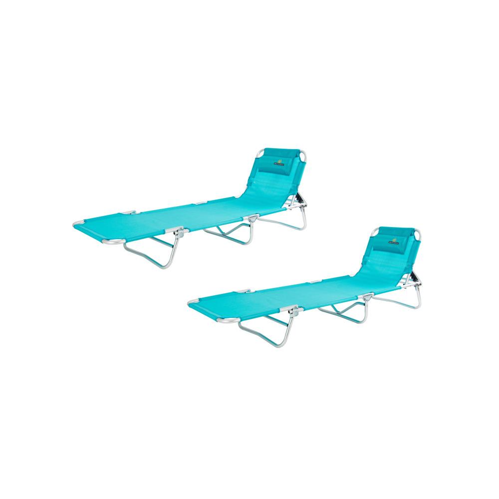 Lote de 2 tumbonas FÓSFORO 1012 (Turquesa) - Tumbonas de Playa plegable y reclinable. 4 Posiciones - CREVICOSTA QUALITY MARK MARCAS DE CALIDAD