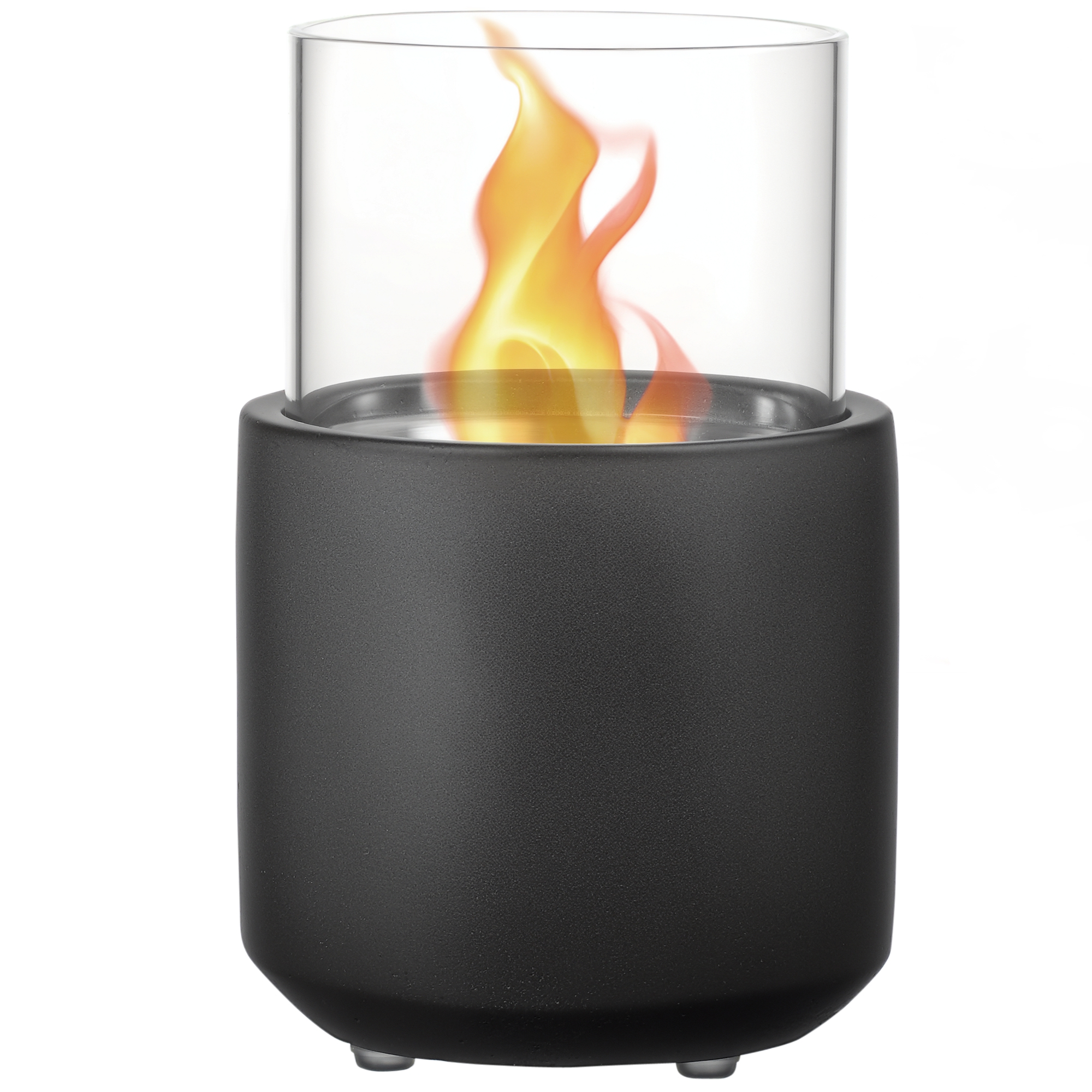 HOMCOM Chimenea de Mesa Chimenea de Bioetanol Portátil Capacidad de 0,4 L Combustión de 2,5H para Interior y Exterior Hogar Terraza Jardín Gris Oscuro